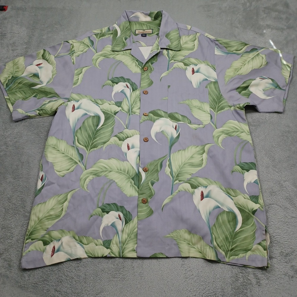 Tommy Bahama Shirt Mens XXL Blue Floral Beach Preppy Casual Button Down